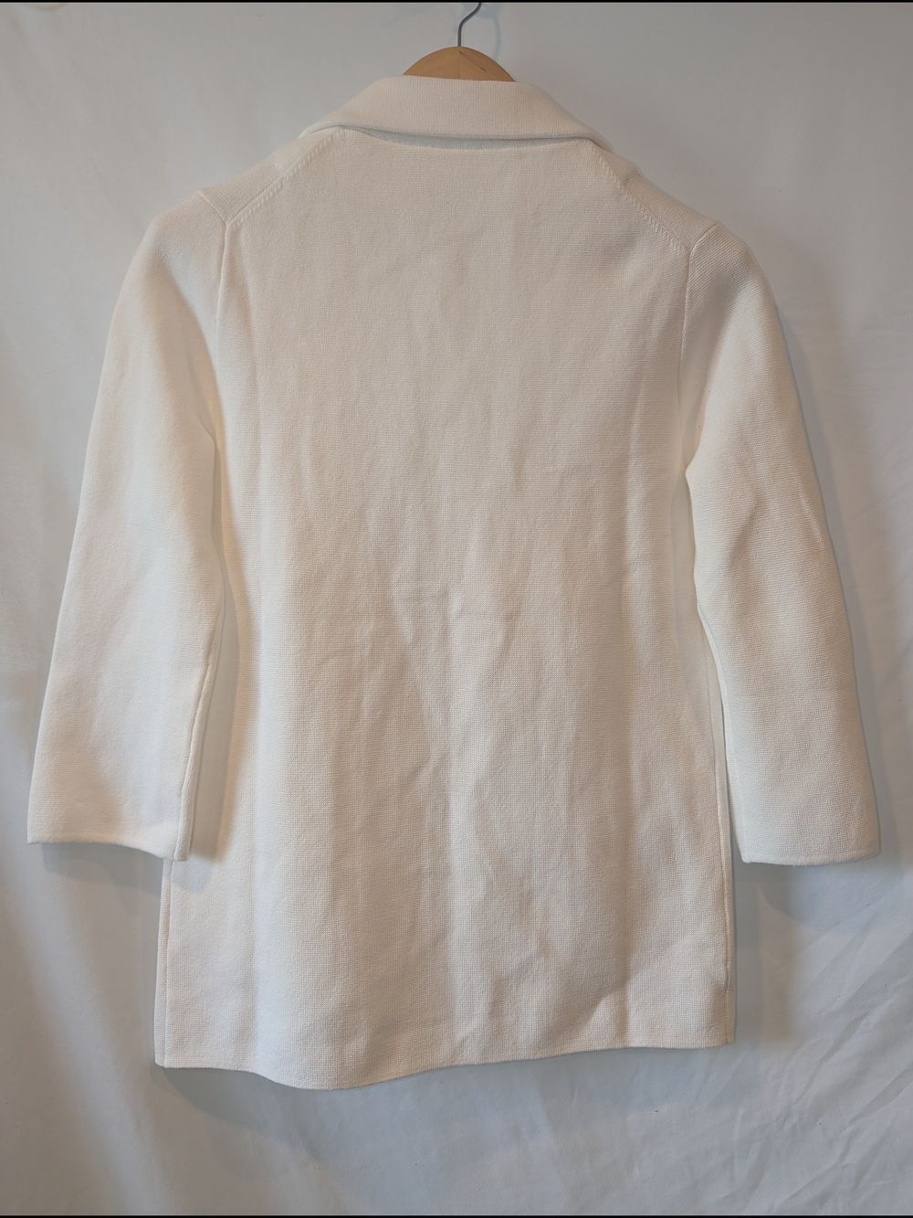 Quince 100% Organic White Open-Front Knit Blazer Cardigan - Picture 6 of 6